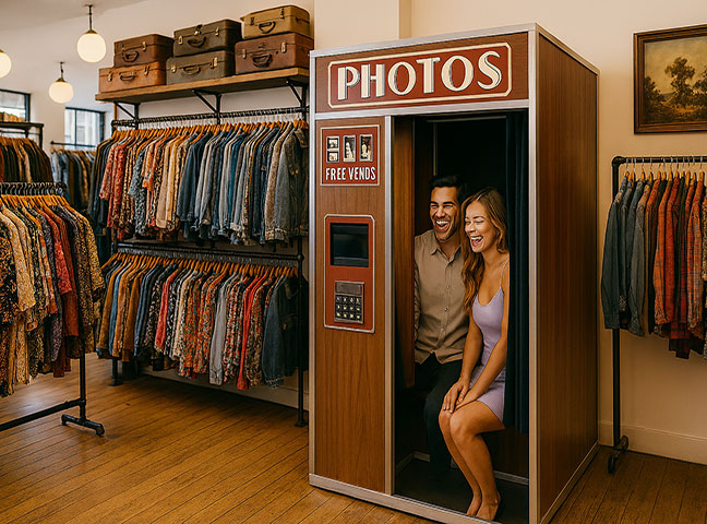 Bespoke Photobooth designed for a vintage clothes shop.