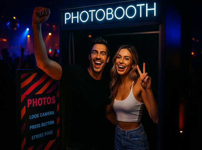 Unique one off designed photobooth for a nightclub.